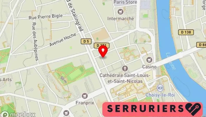 carte de ADC Serrurerie Service de serrurerie d'urgence à Choisy-le-Roi