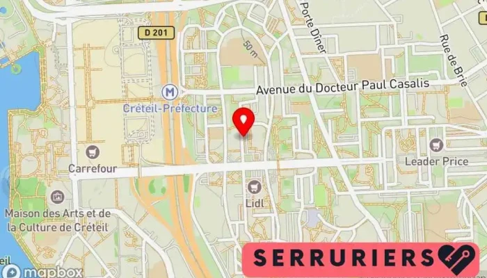 carte de Albert et Fils - Créteil Serrurier, Électricien, Service de serrurerie d'urgence, Chauffagiste, Plombier, Vitrier à Créteil