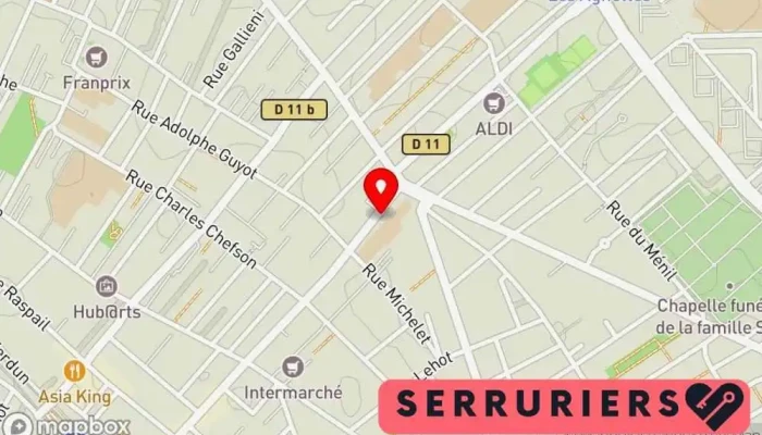 carte de Antoine Artisan Serrurier, Service de serrurerie d'urgence à Asnières-sur-Seine