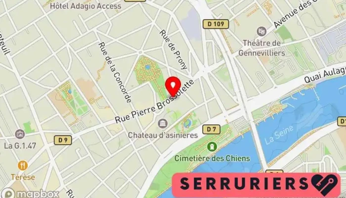 carte de Asnières Dépann Serrurerie Serrurier à Asnières-sur-Seine
