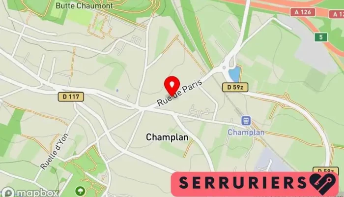 carte de Assidép Serrurerie Serrurier, Service de serrurerie d'urgence, Vitrier à Champlan