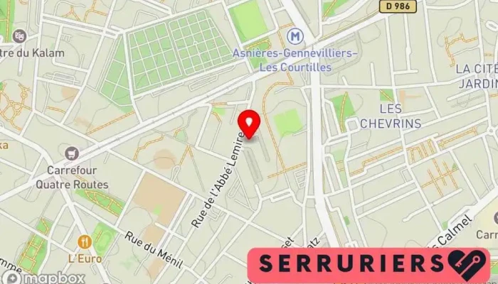 carte de Ateliers Monsart Plombier, Service de serrurerie d'urgence, Vitrerie - miroiterie, Vitrier, Fournisseur d'équipements de chauffage, Serrurier, Service de réparation de radiateurs à Asnières-sur-Seine