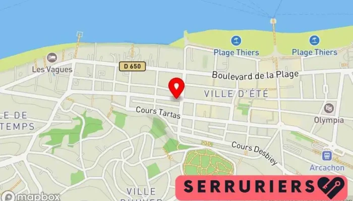 carte de Atlantic Service Menuiserie Miroiterie Serrurerie Menuisier, Fenêtre en aluminium, Service de serrurerie d'urgence, Vitrerie - miroiterie, Fournisseur d'équipements industriels, Serrurier, Magasin de fenêtres en PVC, Vitrier, Fournisseur de fenêtres, Magasin de stores et de rideaux à Arcachon