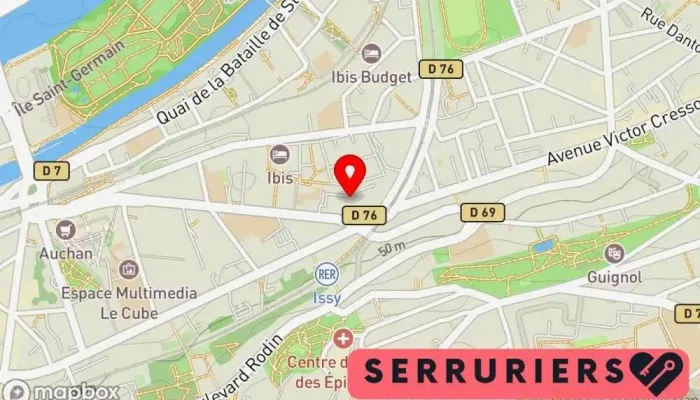 carte de BATEC SERRURERIE Serrurier, Service de serrurerie d'urgence à Issy-les-Moulineaux