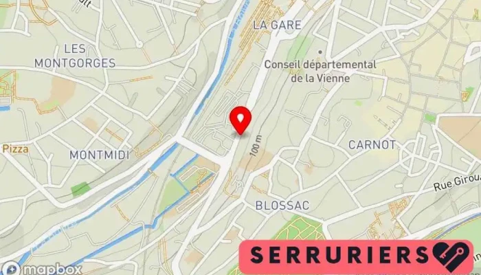carte de Dépann Serrurerie - Point Fort Fichet à Poitiers Serrurier, Fournisseur de portes, Service de serrurerie d'urgence, Service de reproduction de clés à Poitiers