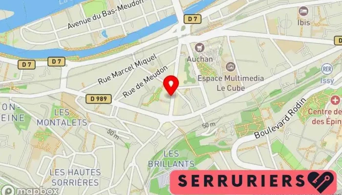 carte de Etablissements Guy Duval Serrurier, Vitrier, Menuisier à Issy-les-Moulineaux