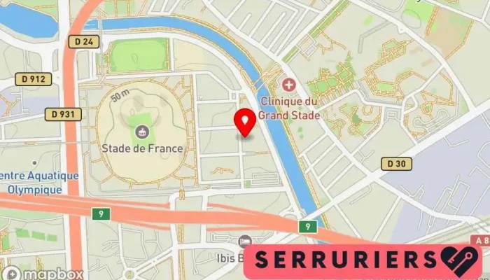 carte de ETS LEPETIT Serrurier, Service de serrurerie d'urgence à La Plaine Saint Denis