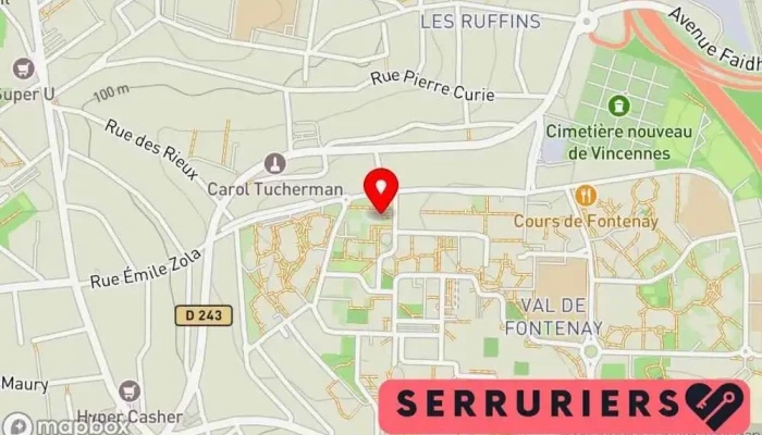 carte de La Clé Parisienne Serrurier à Fontenay-sous-Bois
