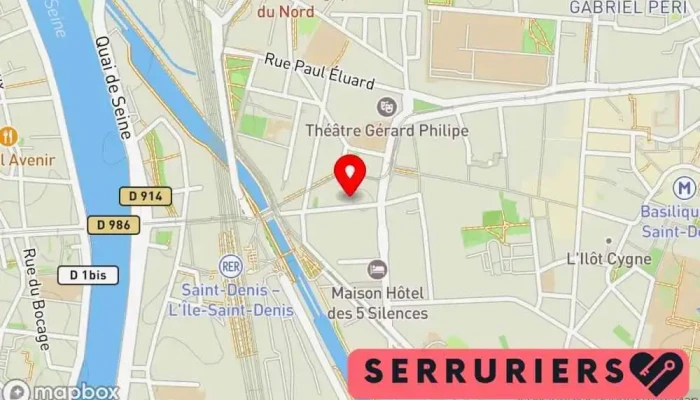 carte de La Clef Dionysienne Serrurier, Fenêtre en aluminium à Saint-Denis