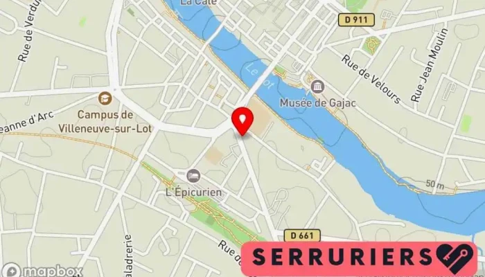 carte de La Reine de la Clé Serrurier à Villeneuve-sur-Lot