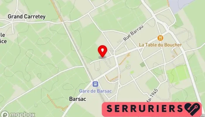 carte de LCServices33 Vitrerie - miroiterie, Service de serrurerie d'urgence, Installation et entretien de gouttières, Serrurier, Couvreur, Menuisier à Barsac