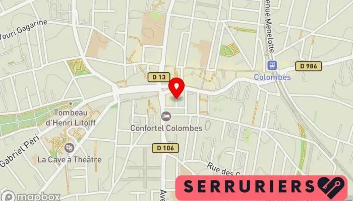 carte de LCSLP Serrurier, Fournisseur de portes, Entrepreneur spécialisé dans les clôtures, Magasin de matériel pour l'entretien des toitures, Carreleur à Colombes