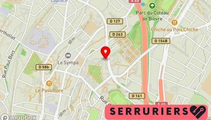 carte de MSF Dépannage - Serrurier Serrurier, Service de serrurerie d'urgence à Arcueil