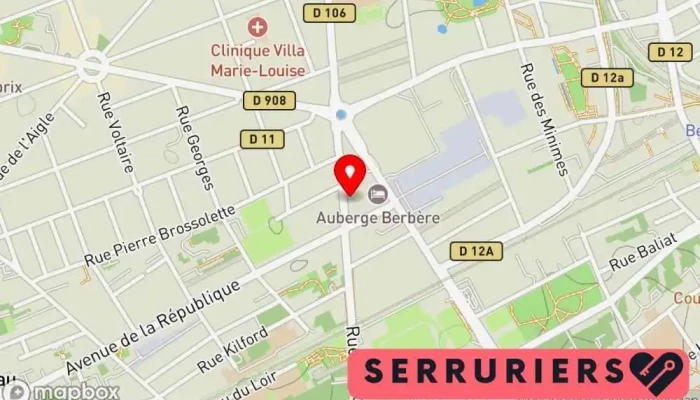 carte de Point Fort Fichet - Dépannage Serrurier Courbevoie - Pro Signal Serrurier, Service de serrurerie d'urgence, Service de reproduction de clés, Magasin de fenêtres en PVC, Magasin de coffres-forts à Courbevoie