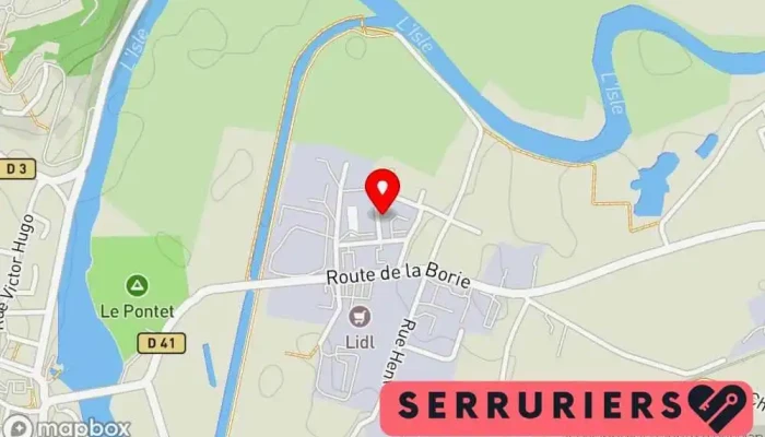 carte de SDI 24 Service de serrurerie d'urgence, Vitrerie - miroiterie à Saint-Astier