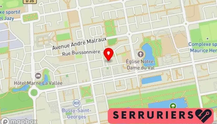 carte de Serrurerie AKS Service de serrurerie d'urgence à Bussy-Saint-Georges