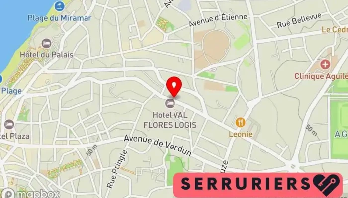 carte de Serrurerie De L’Helianthe Biarritz (BRICARD) Serrurier, Service de serrurerie d'urgence, Service de reproduction de clés à Biarritz