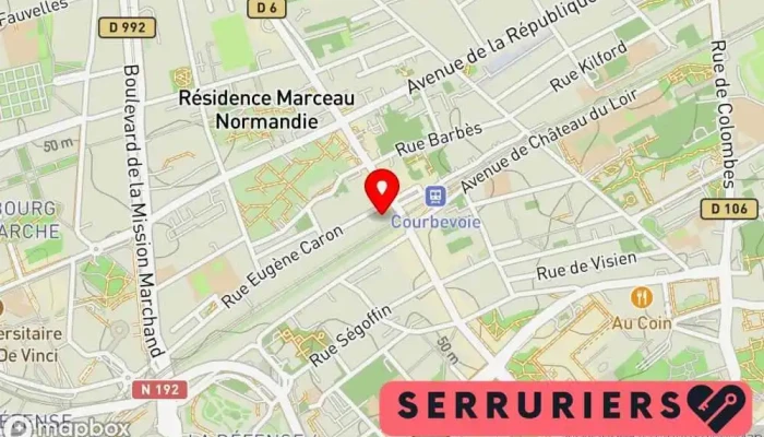 carte de Serrurerie Rapid - serrurier courbevoie Serrurier, Service de serrurerie d'urgence, Service de reproduction de clés à Courbevoie