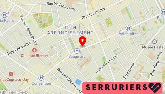 Serrurerie Vaugirard -  Serrurier Paris 15 Carte - Paris