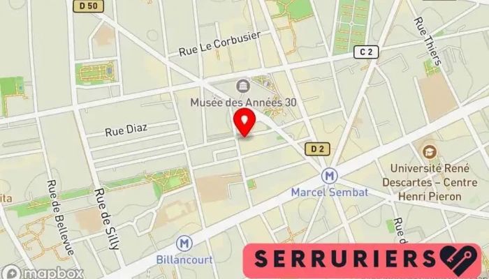 carte de SERRURERIE VICTOR H Serrurier à Boulogne-Billancourt