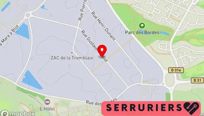 carte de Serrureries Fermetures Miroiteries Service de serrurerie d'urgence à Bondoufle