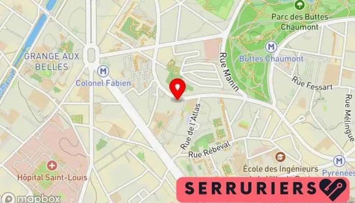 Serrurier Bolivar -  Carte - Paris