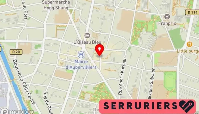 carte de SERRURIER Cordonnerie du centre Aubervilliers Cordonnier, Service de serrurerie d'urgence, Serrurier à Aubervilliers