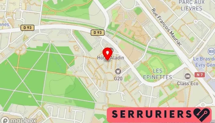 carte de Serrurier Express 91 (24h/24 - 7j/7) - Sk Repar Service de serrurerie d'urgence, Serrurier à Évry-Courcouronnes