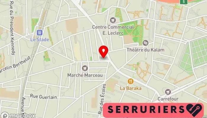 carte de SO Serrurier Serrurier, Service de serrurerie d'urgence, Vitrerie - miroiterie, Fournisseur de serrures à Colombes
