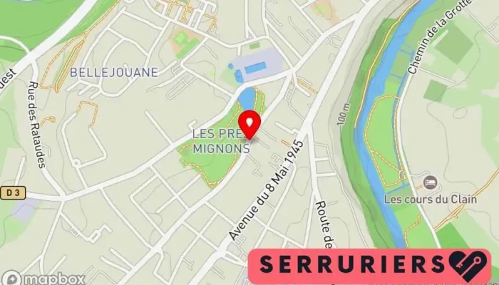 carte de S.O.S. DEPANNAGE HABITAT Serrurier, Électricien, Service de serrurerie d'urgence, Plombier à Poitiers